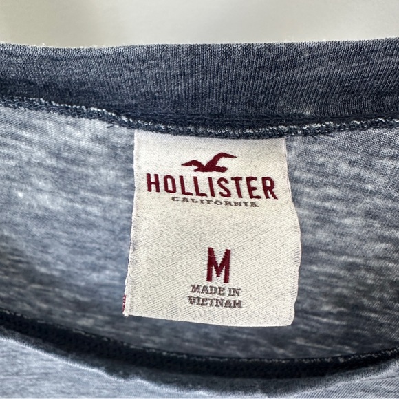 Hollister Men’s Thin Heathered Blueish Gray Tee with Pocket Size M - Picture 10 of 12